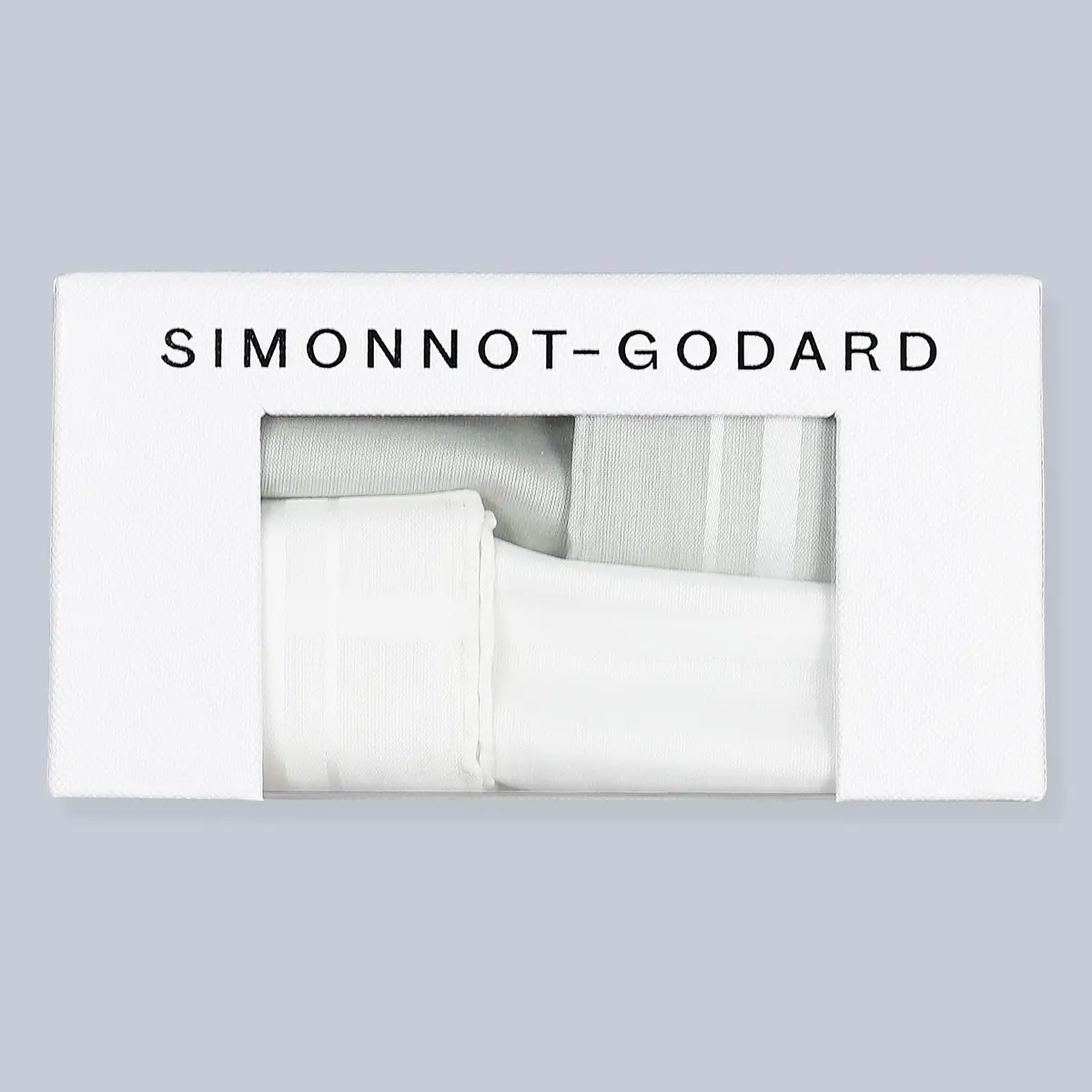 2 Set Light Grey And White Cotton Pocket Square 1