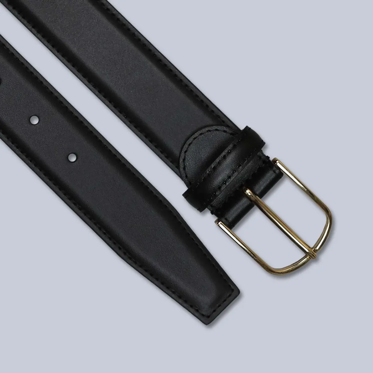 Black Leather Brass Buckle 35Mm Belt 1