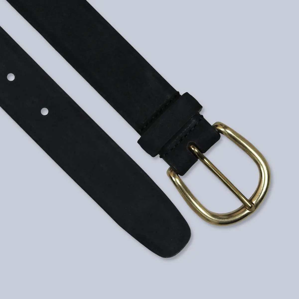 Black Suede Brass Buckle Belt 1