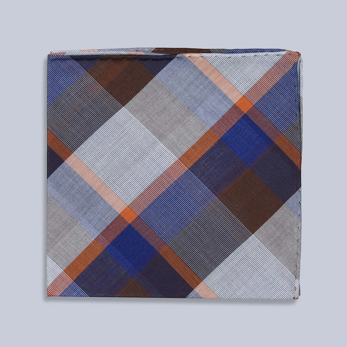 Blue Brown Aspen Cotton Pocket Square 1