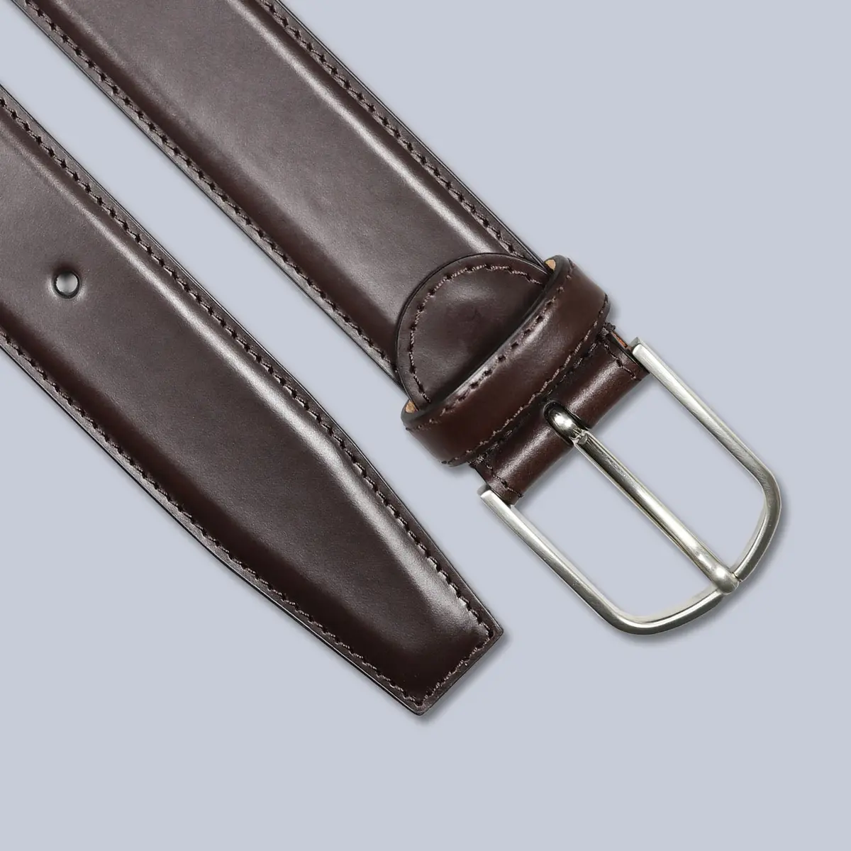 Brown Leather Silver Buckle 35Mm Belt 1
