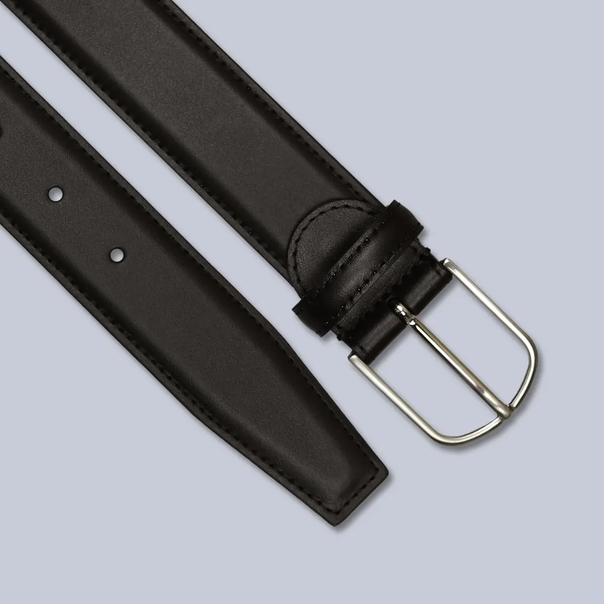Dark Brown Leather Silver Buckle 35Mm Belt 1