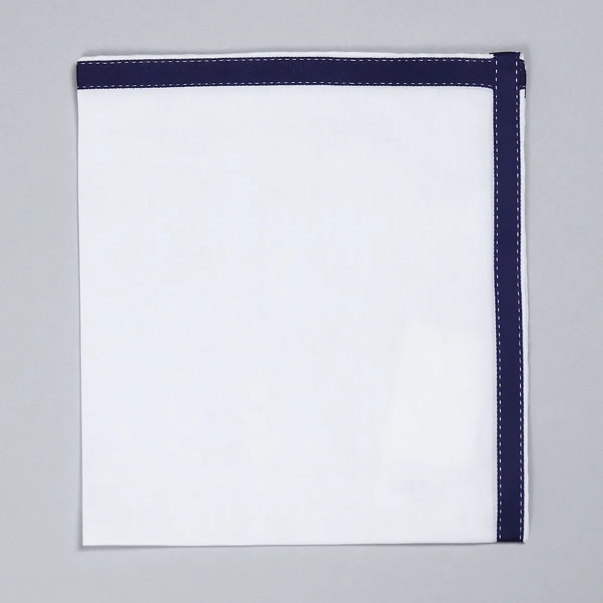 Navy On White Cotton Pocket Square 1