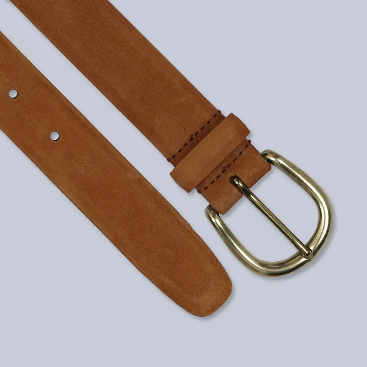 Snuff Suede Brass Buckle Belt 1