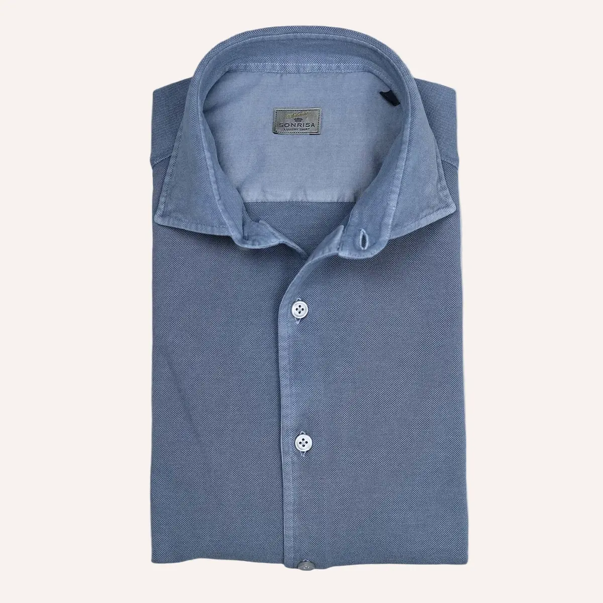 Washed Denim Blue Cotton Jersey Shirt 1