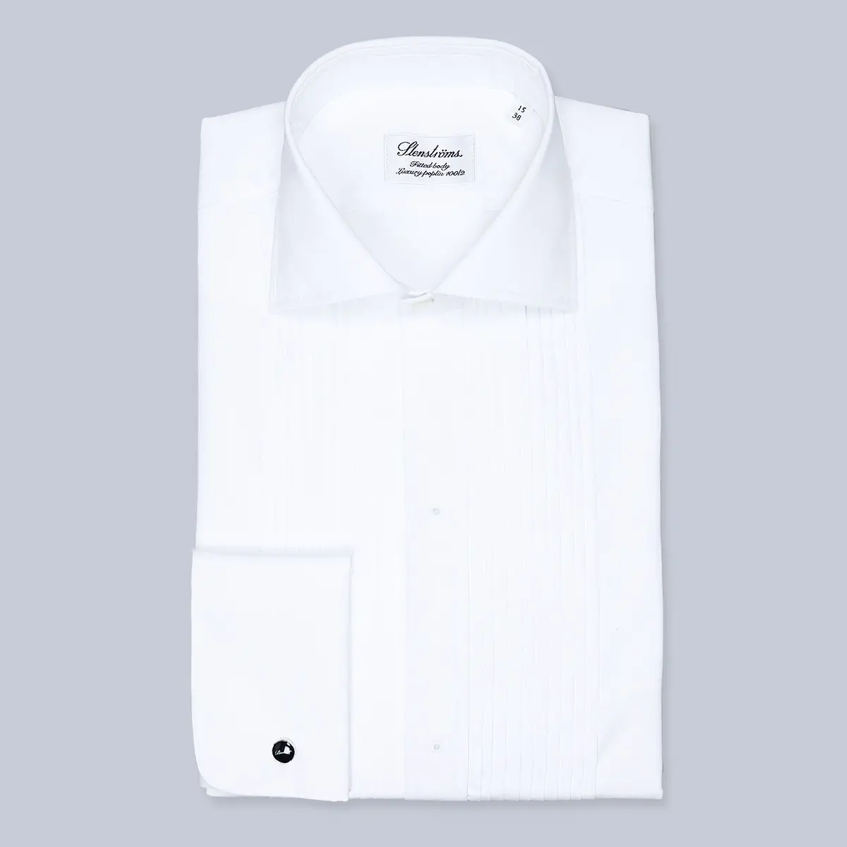 White Pleated Front Fitted Body Tuxedo Shirt 1