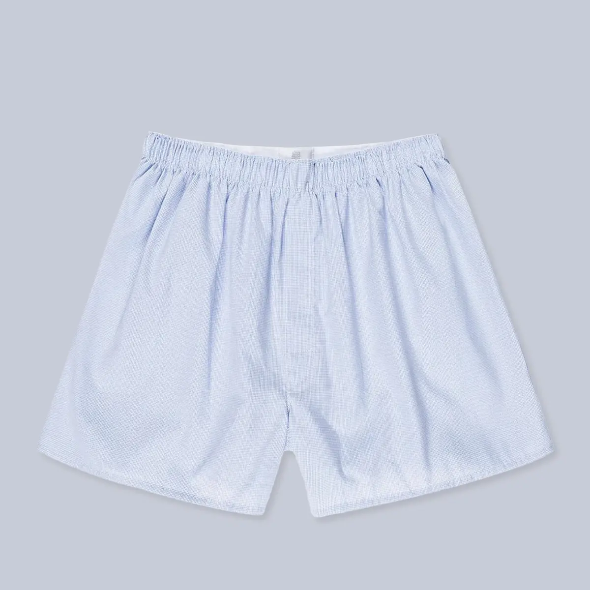 Light Blue Micro Gingham Boxer Shorts 1