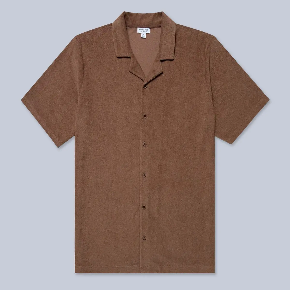 Light Brown Towelling Camp Collar Shirt 1