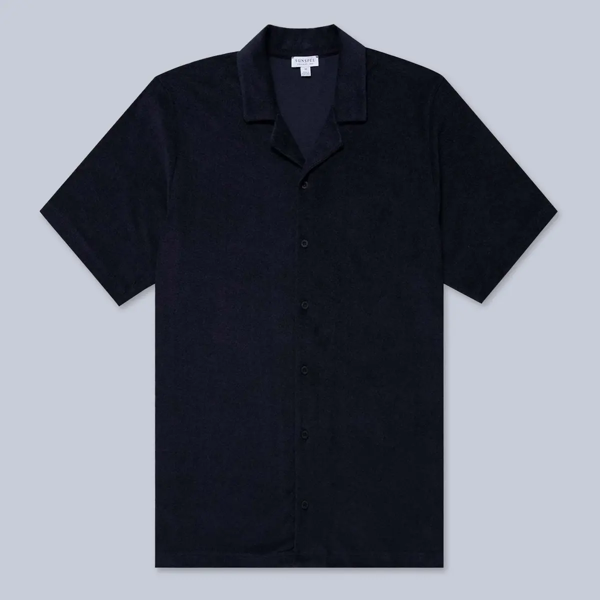 Navy Towelling Camp Collar Shirt 1