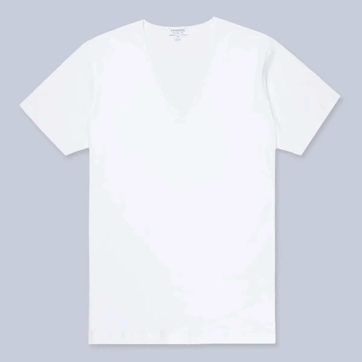 White Superfine Cotton Underwear V‑Neck T‑Shirt 1