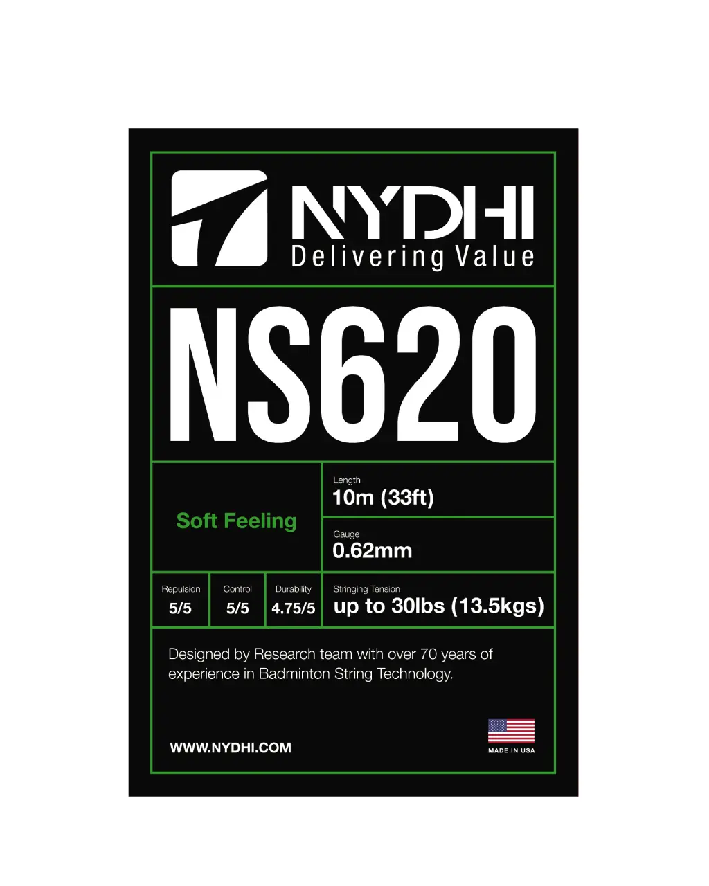 Nydhi Ns620 (Repulsion) Badminton String Set (10M) 1