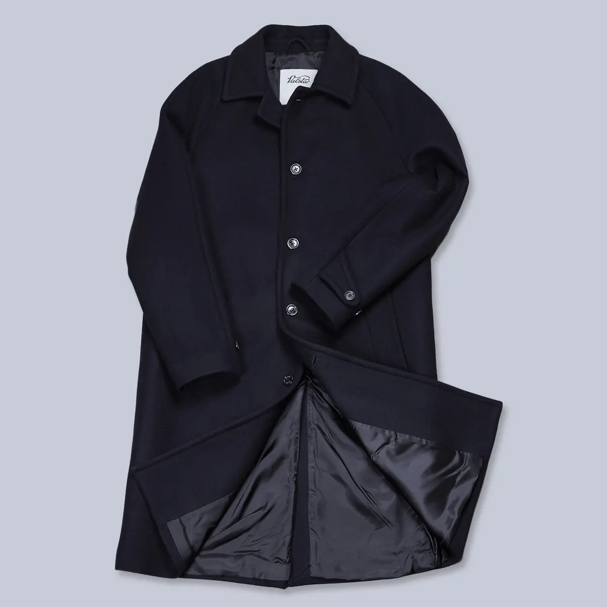 Navy Virgin Wool Raglan Coat 1