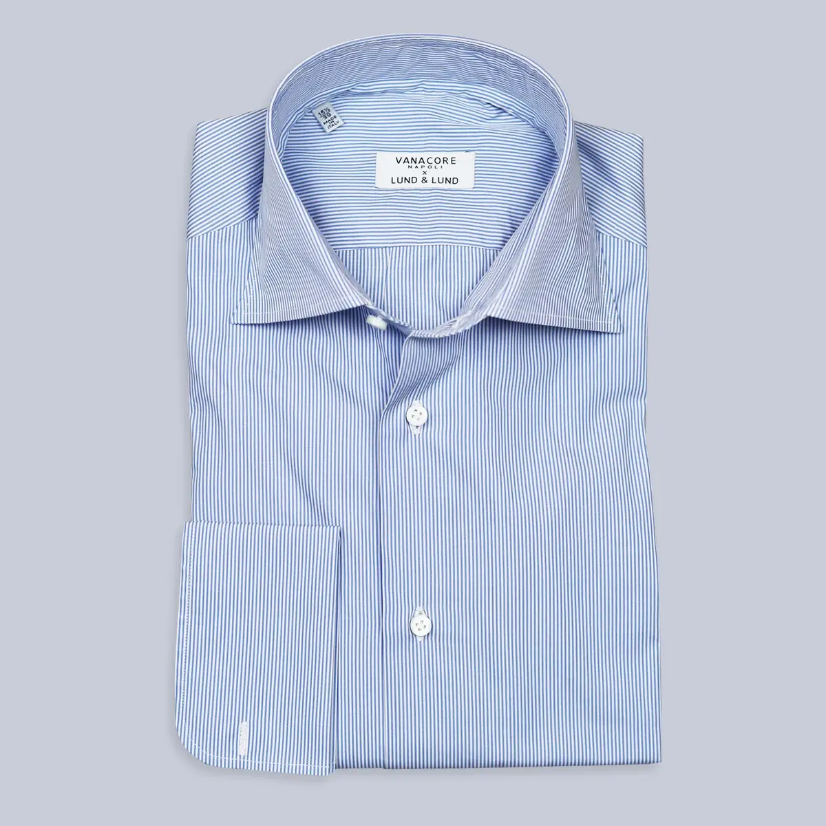 Blue White Striped Double Cuff Shirt 1