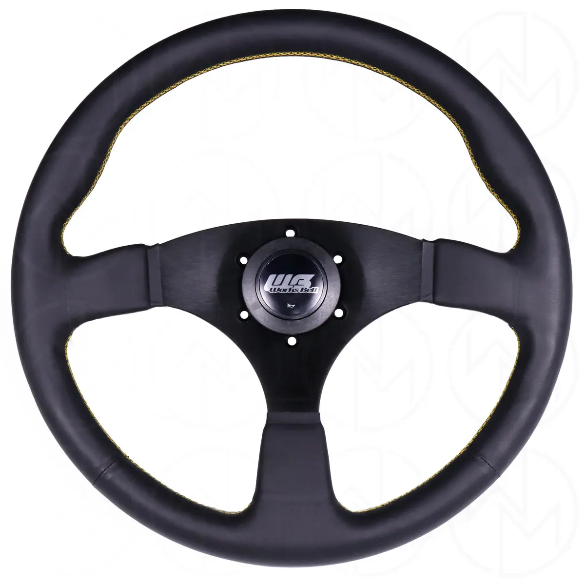 Works Bell Type Iii Steering Wheel - 350Mm Leather W/ Yellow Stitch 1