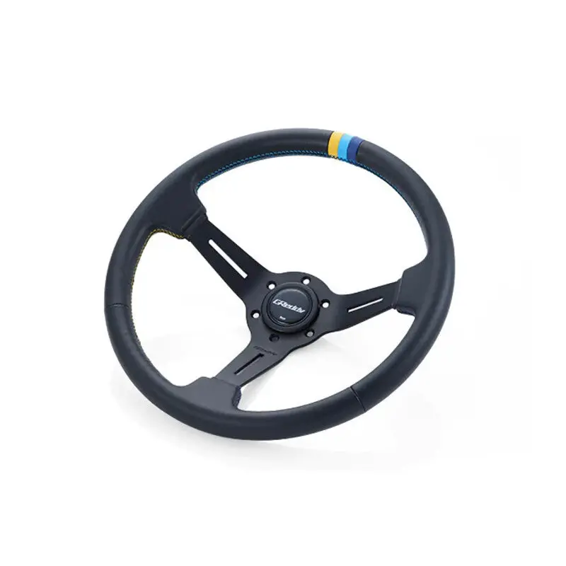 Greddy Sports "Deep Type" Steering Wheel (80 Mm Dish), Black Leather, Black Spokes - 340 Mm 2