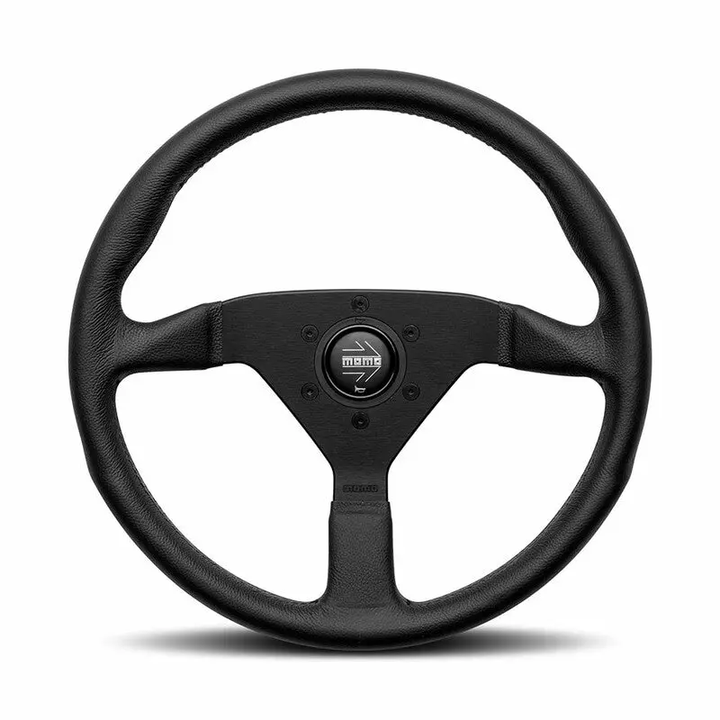 Momo Montecarlo Steering Wheel (40 Mm Dish), Black Leather, Black Spokes - 35 Cm 1