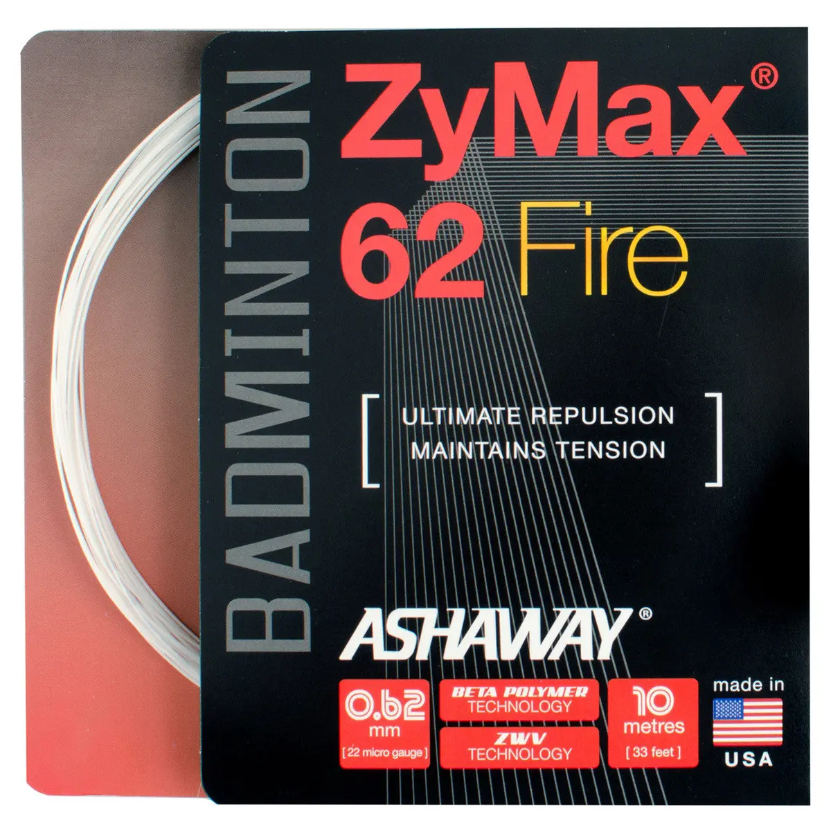 Ashaway Zymax 62 Fire Badminton String (10M) 1