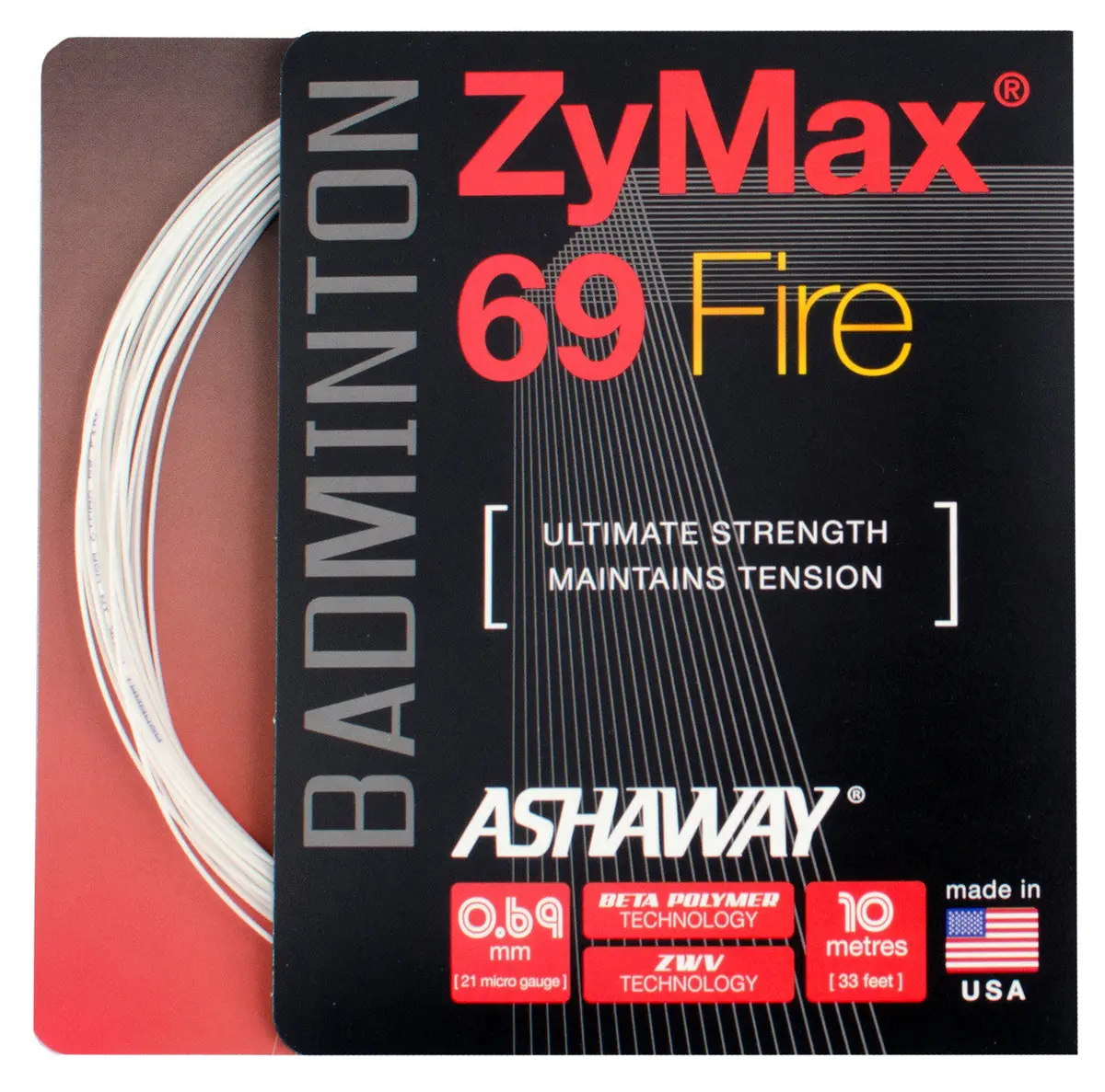 Ashaway Zymax 69 Fire Badminton String (10M) 1